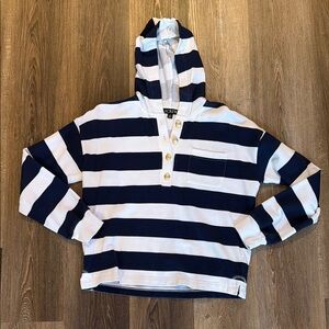 J. Crew cotton striped hoodie with gold buttons